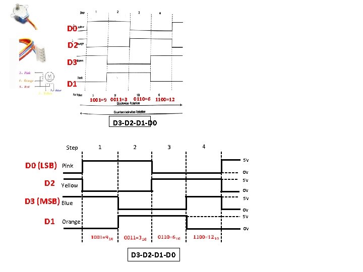 D 0 D 2 D 3 D 1 1001=9 0011=3 0110=6 1100=12 D 3