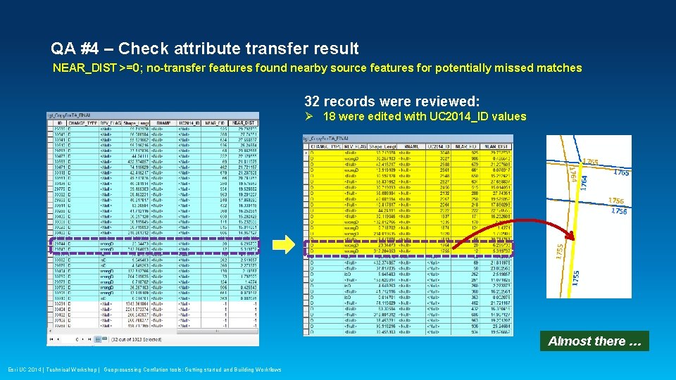 QA #4 – Check attribute transfer result NEAR_DIST >=0; no-transfer features found nearby source