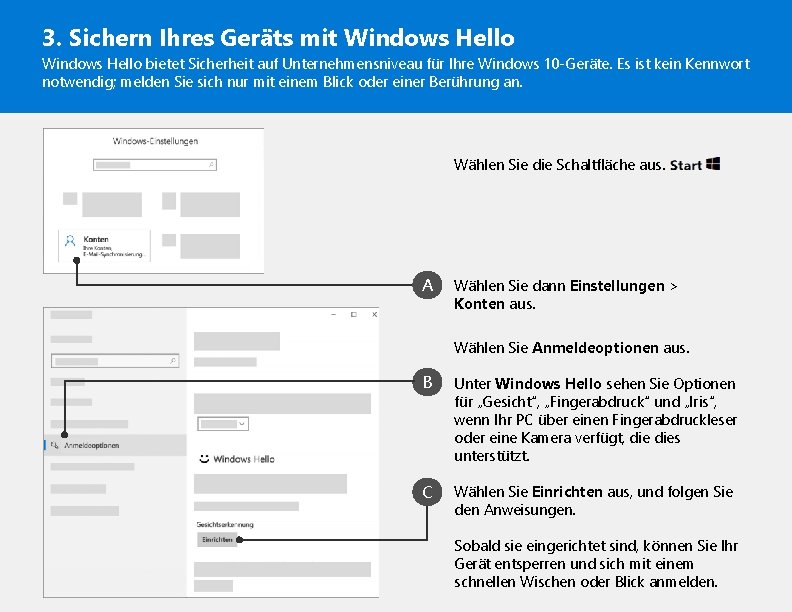3. Sichern Ihres Geräts mit Windows Hello bietet Sicherheit auf Unternehmensniveau für Ihre Windows