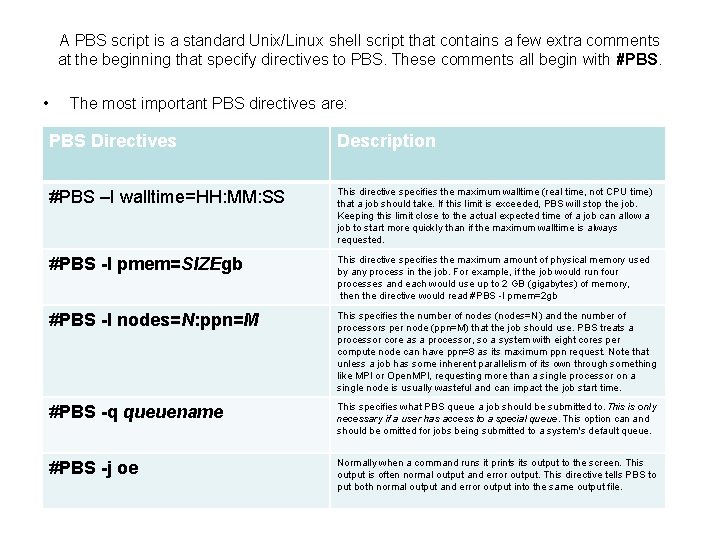 A PBS script is a standard Unix/Linux shell script that contains a few extra