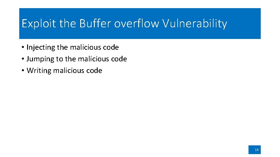 Buffer Overflow Memory four basic readwrite memory regions