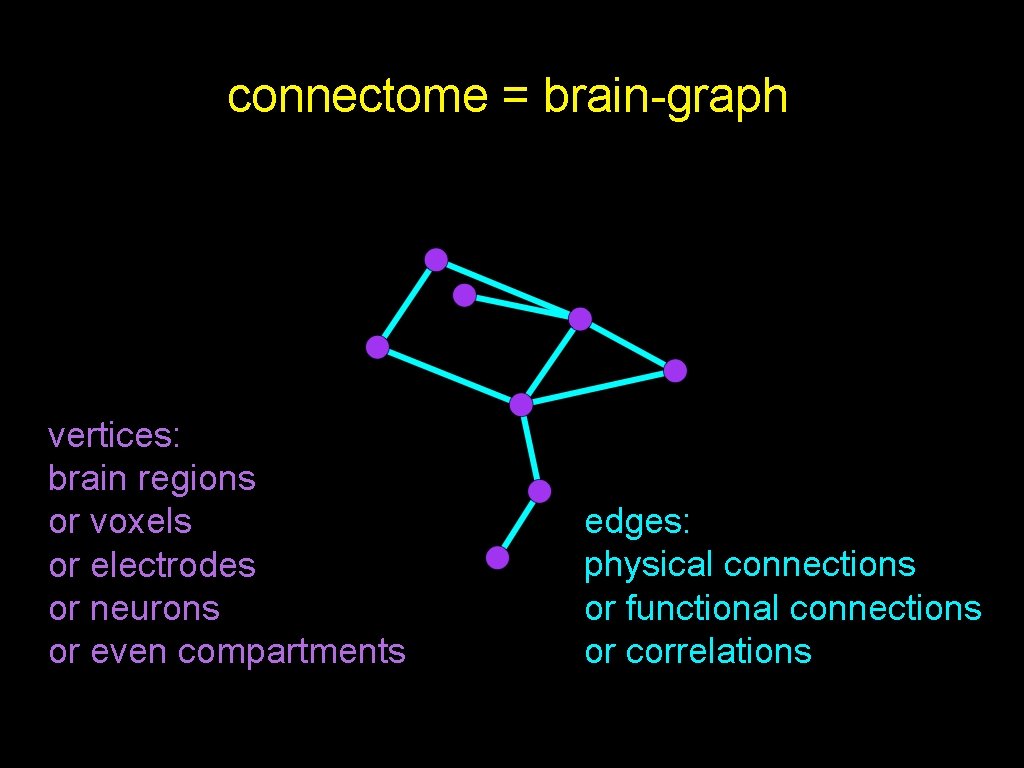 connectome = brain-graph vertices: brain regions or voxels or electrodes or neurons or even