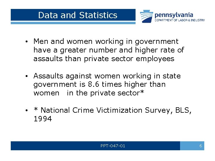 Data and Statistics • Men and women working in government have a greater number