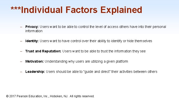 ***Individual Factors Explained – Privacy: Users want to be able to control the level