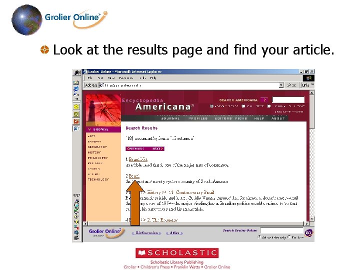 Look at the results page and find your article. 