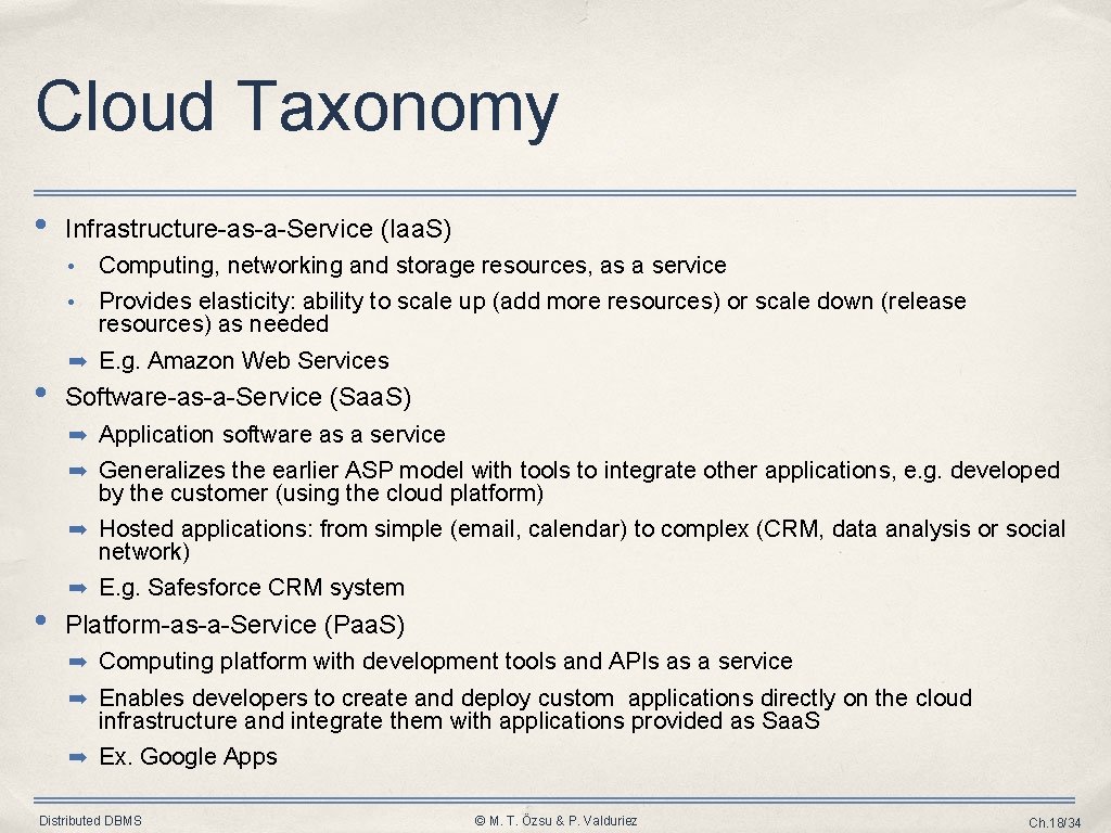 Cloud Taxonomy • • Infrastructure-as-a-Service (Iaa. S) • Computing, networking and storage resources, as