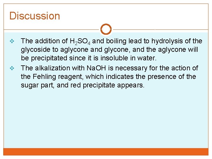 Discussion The addition of H 2 SO 4 and boiling lead to hydrolysis of