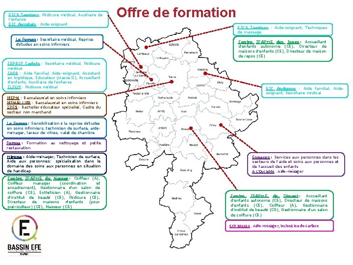 EICS Tamines: Pédicure médical, Auxiliaire de l’enfance EIC Auvelais : Aide-soignant Le Forem :