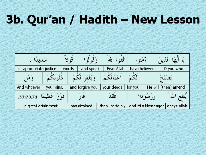 3 b. Qur’an / Hadith – New Lesson 