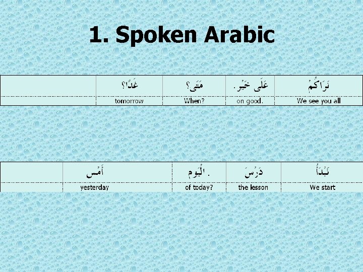 1. Spoken Arabic 