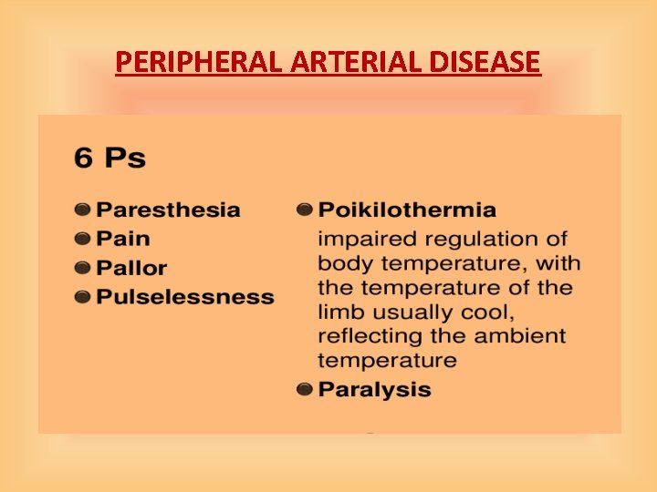 PERIPHERAL ARTERIAL DISEASE 