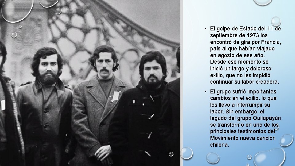  • El golpe de Estado del 11 de septiembre de 1973 los encontró