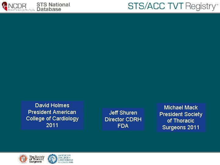 David Holmes President American College of Cardiology 2011 Jeff Shuren Director CDRH FDA Michael David Holmes President American College of Cardiology 2011 Jeff Shuren Director CDRH FDA Michael