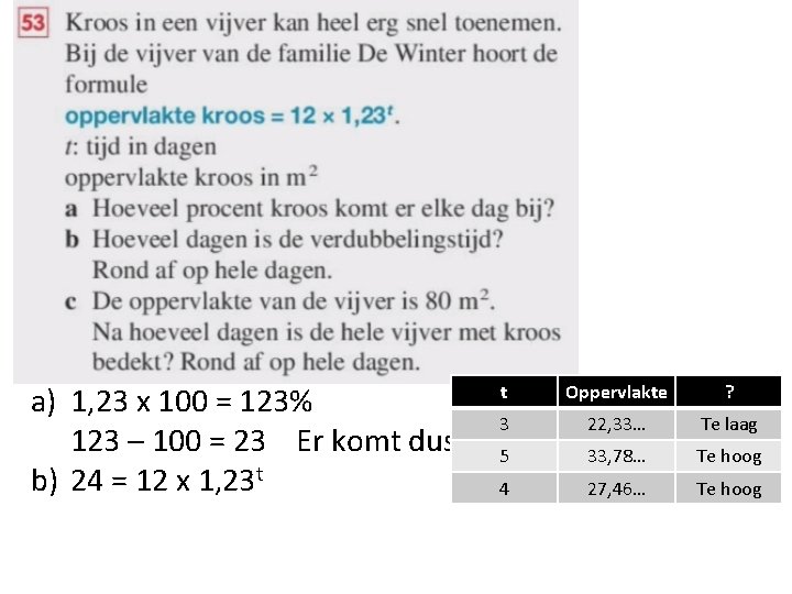 t Oppervlakte a) 1, 23 x 100 = 123% 3 22, 33… 123 –