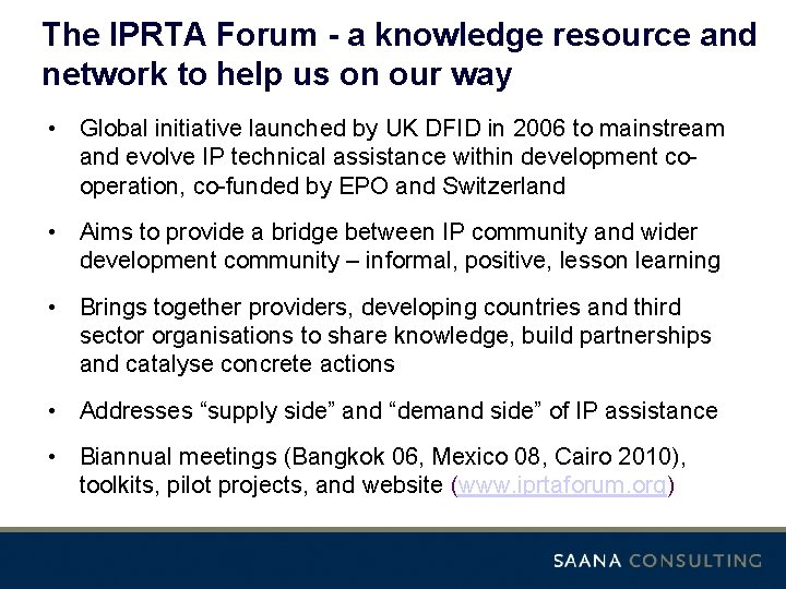 The IPRTA Forum - a knowledge resource and network to help us on our