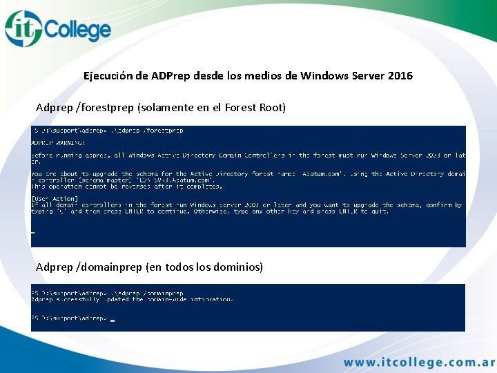 Ejecución de ADPrep desde los medios de Windows Server 2016 Adprep /forestprep (solamente en