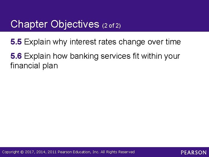 Chapter Objectives (2 of 2) 5. 5 Explain why interest rates change over time