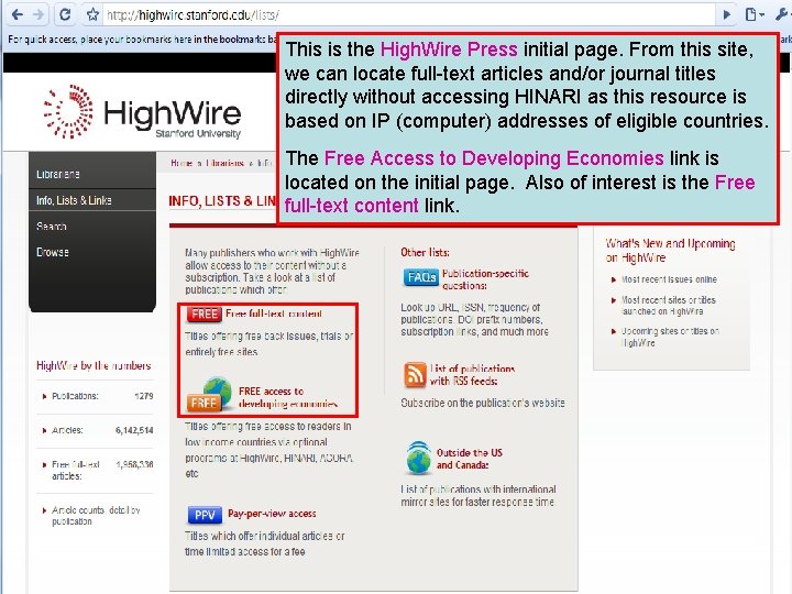 This is the High. Wire Press initial page. From this site, we can locate