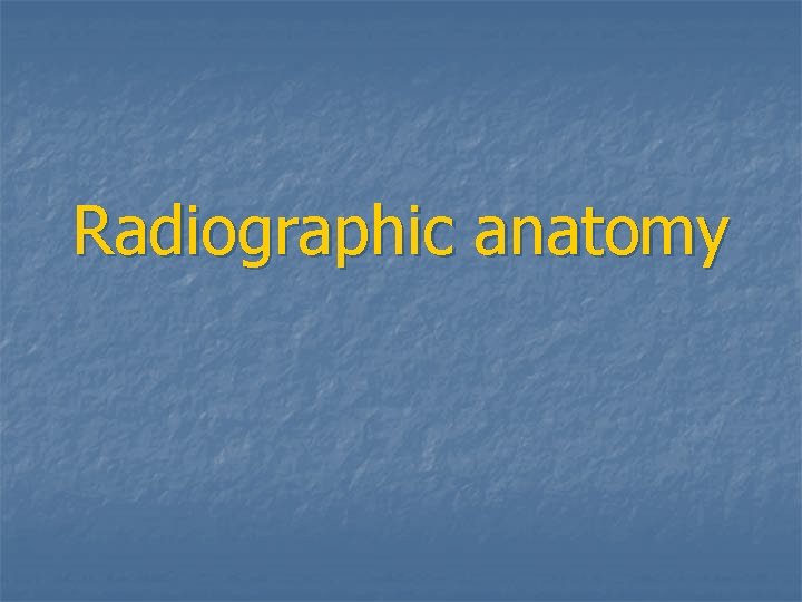 Radiographic anatomy 