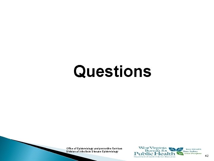 Questions Office of Epidemiology and preventive Services Division of Infectious Disease Epidemiology 42 