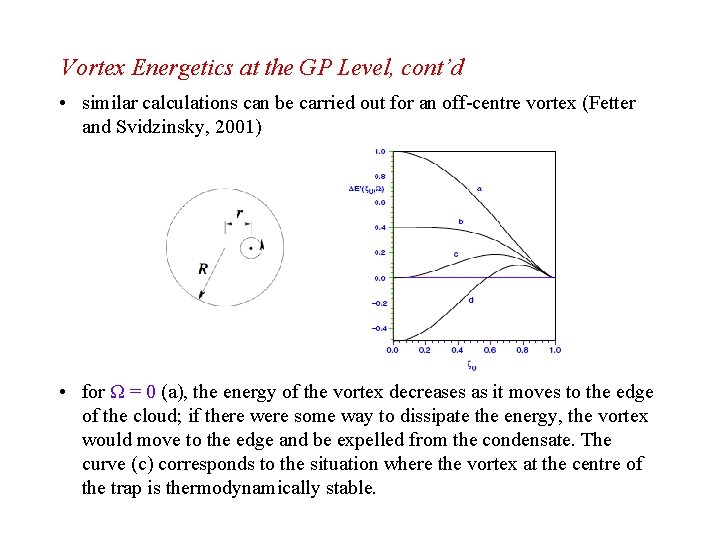 Vortex Energetics at the GP Level, cont’d • similar calculations can be carried out