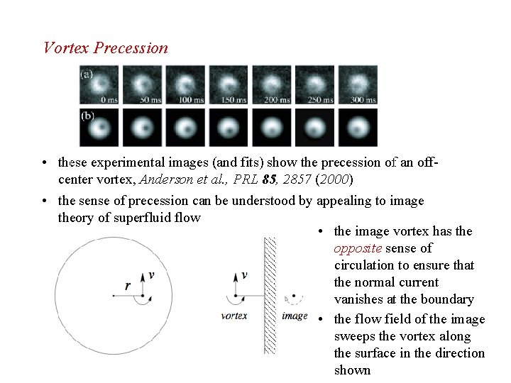 Vortex Precession • these experimental images (and fits) show the precession of an offcenter