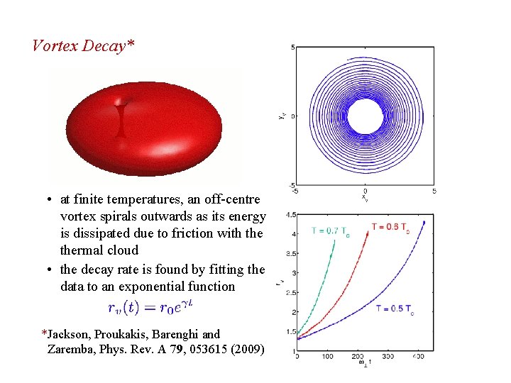 Vortex Decay* • at finite temperatures, an off-centre vortex spirals outwards as its energy