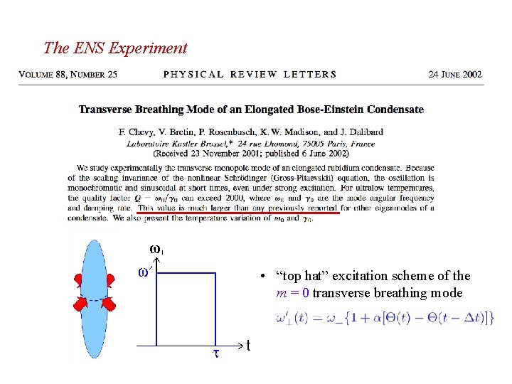 The ENS Experiment • “top hat” excitation scheme of the m = 0 transverse