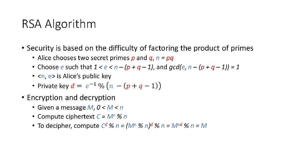 RSA Algorithm • 
