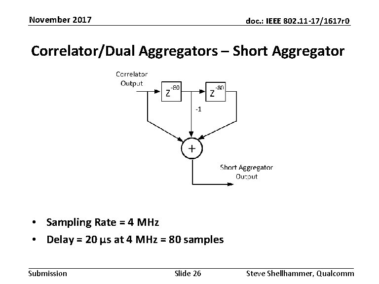 November 2017 doc. : IEEE 802. 11 -17/1617 r 0 Correlator/Dual Aggregators – Short