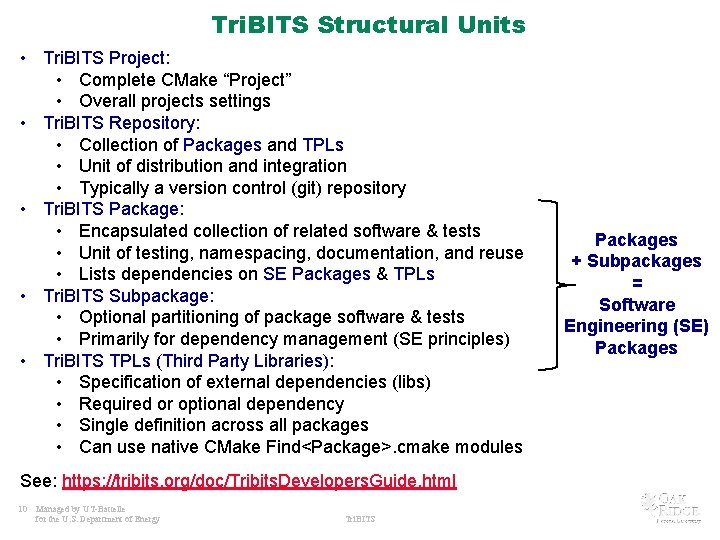 Tri. BITS Structural Units • Tri. BITS Project: • Complete CMake “Project” • Overall