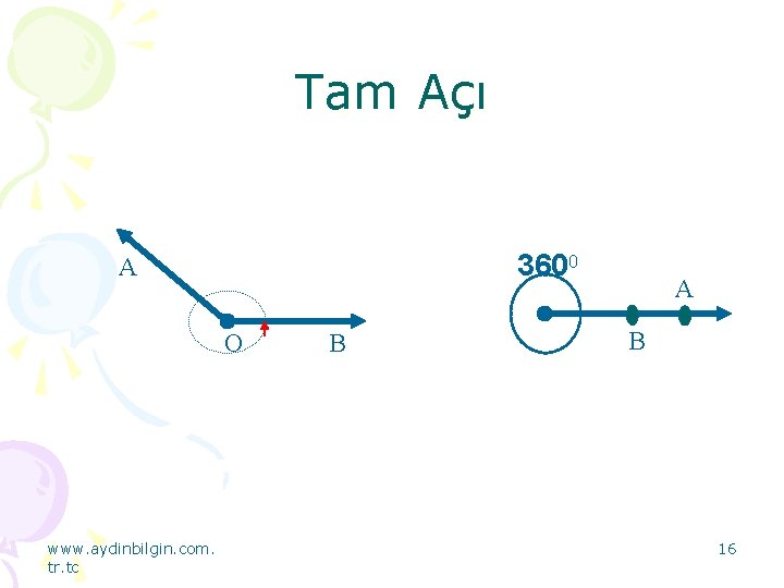 Tam Açı 3600 A O www. aydinbilgin. com. tr. tc B A B 16