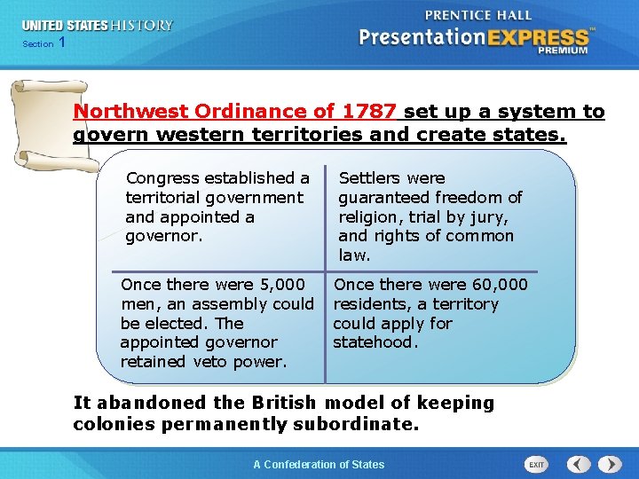 Chapter Section 25 Section 1 1 Northwest Ordinance of 1787 set up a system