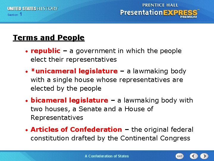 Chapter Section 25 Section 1 1 Terms and People • republic – a government