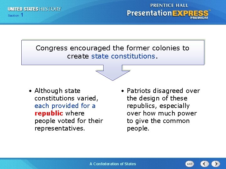 Chapter Section 25 Section 1 1 Congress encouraged the former colonies to create state