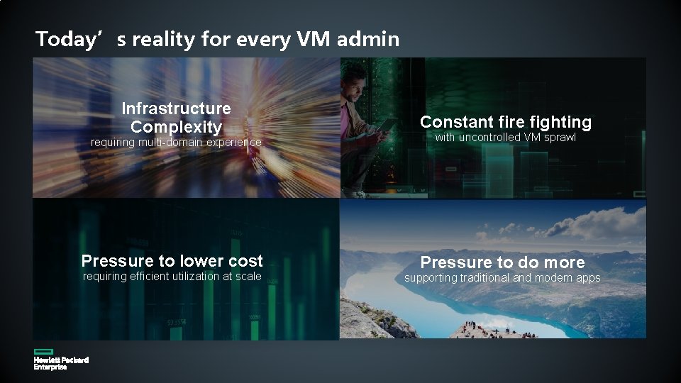Today’s reality for every VM admin Infrastructure Complexity Constant fire fighting Pressure to lower