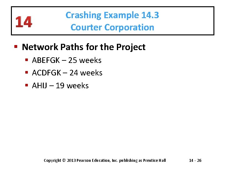 14 Crashing Example 14. 3 Courter Corporation § Network Paths for the Project §