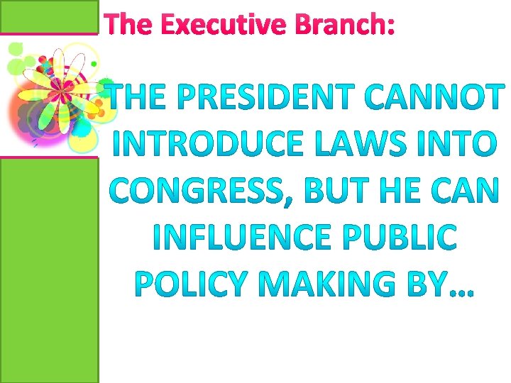 The Executive Branch: 