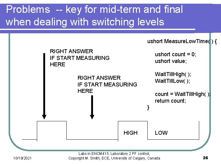 Problems -- key for mid-term and final when dealing with switching levels ushort Measure. Problems -- key for mid-term and final when dealing with switching levels ushort Measure.