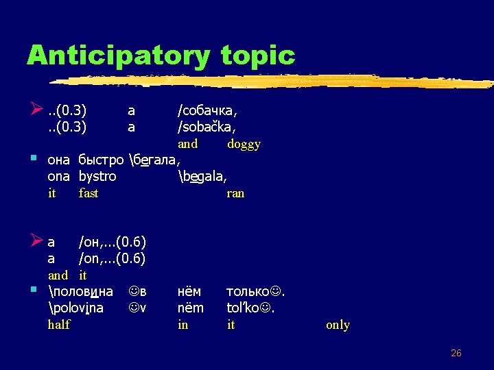 Anticipatory topic z 34, z 43 Ø. . (0. 3) § а a /собачка,
