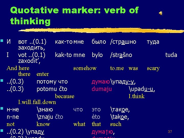 § § Quotative marker: verb of thinking n 06 И вот. . (0. 1)
