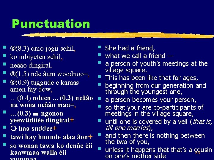Punctuation § § § § § ®(8. 3) omo jogii sehil, ko mbiyeten sehil,