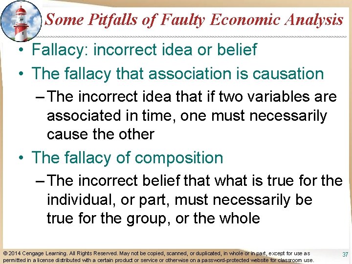 Some Pitfalls of Faulty Economic Analysis • Fallacy: incorrect idea or belief • The