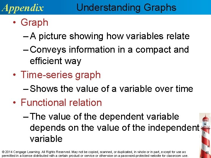 Appendix • Graph Understanding Graphs – A picture showing how variables relate – Conveys