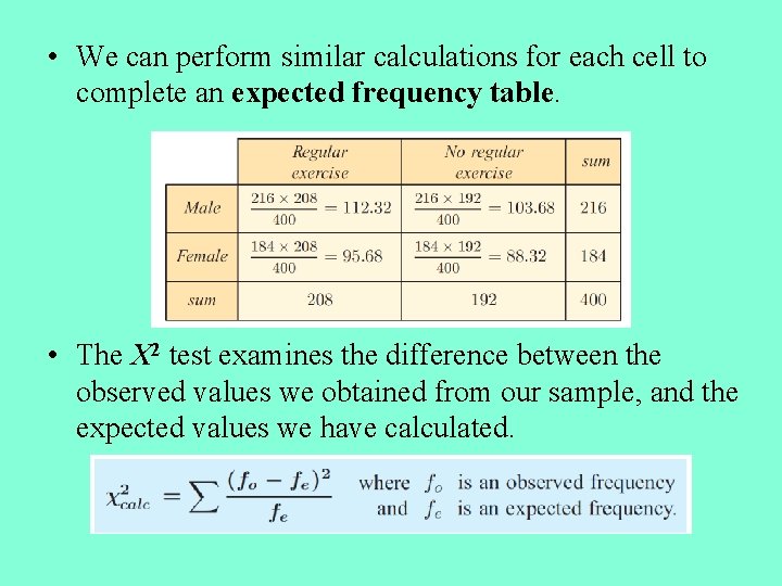  • We can perform similar calculations for each cell to complete an expected