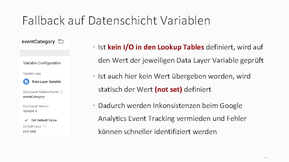 Fallback auf Datenschicht Variablen • dsf • Ist kein I/O in den Lookup Tables