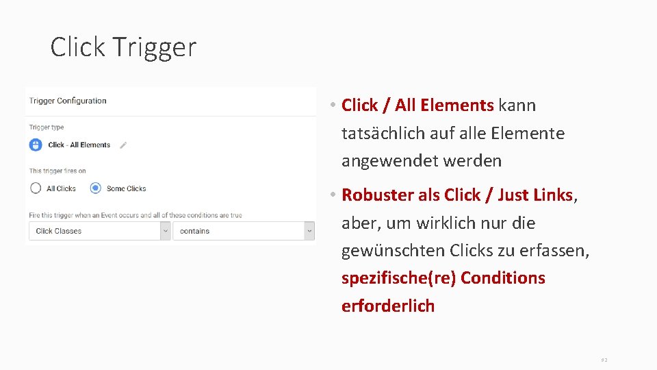 Click Trigger • Click / All Elements kann tatsächlich auf alle Elemente angewendet werden