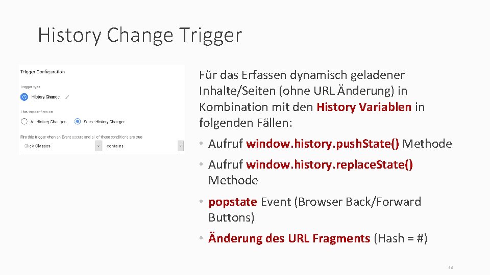 History Change Trigger Für das Erfassen dynamisch geladener Inhalte/Seiten (ohne URL Änderung) in Kombination