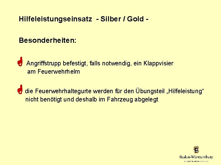 Hilfeleistungseinsatz - Silber / Gold Besonderheiten: Angriffstrupp befestigt, falls notwendig, ein Klappvisier am Feuerwehrhelm