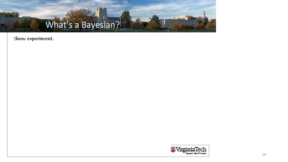 What’s a Bayesian? Visual Analysts Show experiment. Copyright 2010 15 
